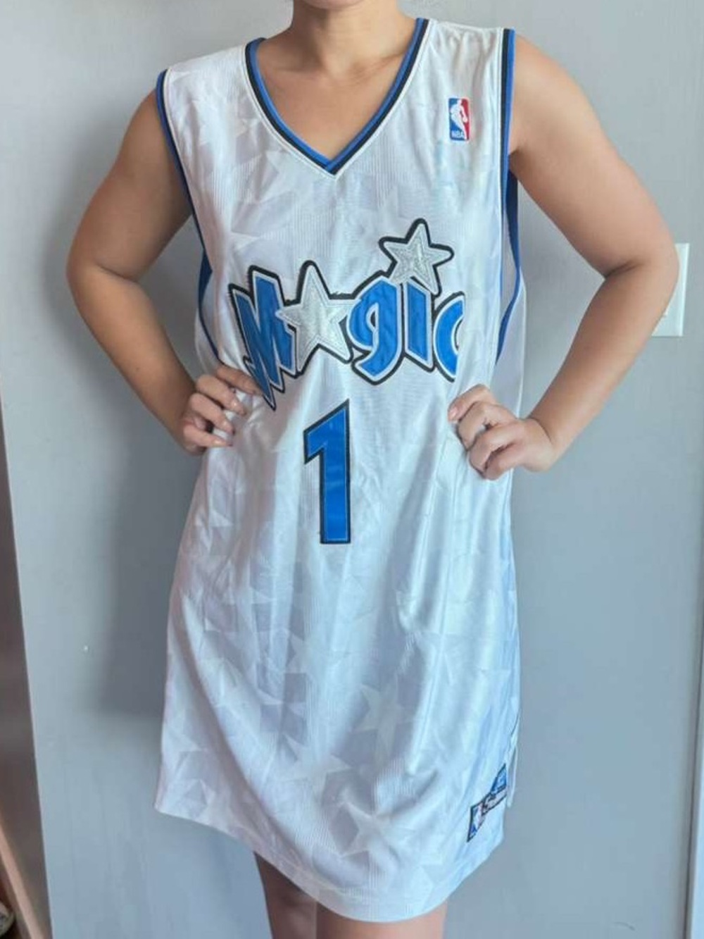 Reebok White and Blue NBA Team Apparel Jersey